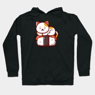 Cute Cat Sleeping On Salmon Sushi Cartoon Hoodie